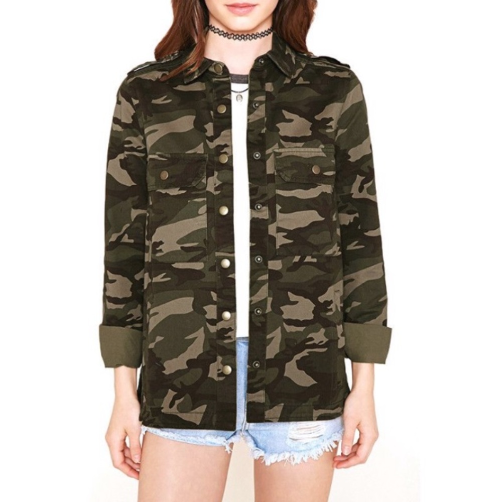 Forever 21 Camouflage Button-Up Jacket